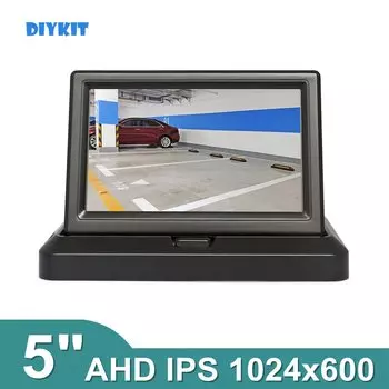 DIYKIT 5-дюймовый 1024x600 складной IPS AHD автомобильный монитор заднего вида резервный монитор для AHD-камеры CVBS автомобильной камеры