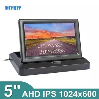 DIYKIT 5-дюймовый 1024x600 складной IPS AHD автомобильный монитор заднего вида резервный монитор для AHD-камеры CVBS автомобильной камеры