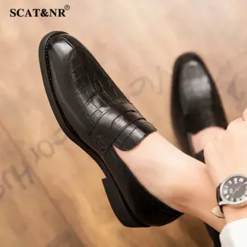Дизайнерская обувь Мужская классическая мужская кожаная обувь Свадебные туфли Мужские деловые туфли на плоской подошве Черное платье с острым носком Размер: 38-48
