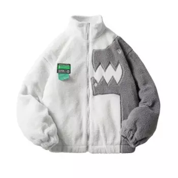 Дизайнерская толстовка с изображением дракона, пальто из шерсти ягненка с изображением динозавра для женщин, осенне-зимнее смешное хлопковое пальто с капюшоном в виде ворса, Женская толстовка