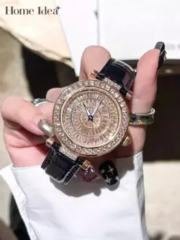 Дизайнерские Элегантные женские кварцевые часы со стразами из нержавеющей стали, модные повседневные офисные женские наручные часы с кожаным ремешком и пряжкой с иглой