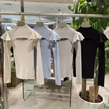 Дизайнерские вязаные топы с длинными рукавами, весна 2024, новый элегантный шикарный джемпер, японский сладкий сказочный однотонный женский свитер с оборками