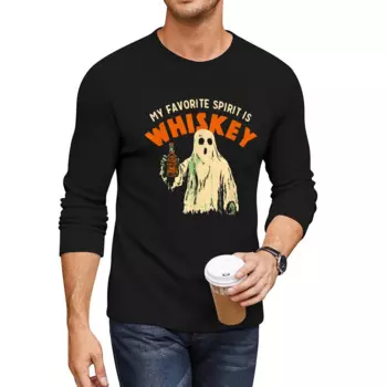 Длинная футболка «Мой любимый дух — виски» на Хэллоуин, возвышенная футболка, футболка большого размера, мужские футболки с чемпионами