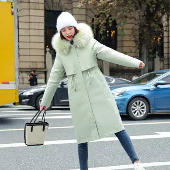 Длинная зимняя Толстая свободная хлопковая съемная подкладка большого размера 3Xl 4Xl женские парки пальто женская теплая куртка с воротником из искусственного меха