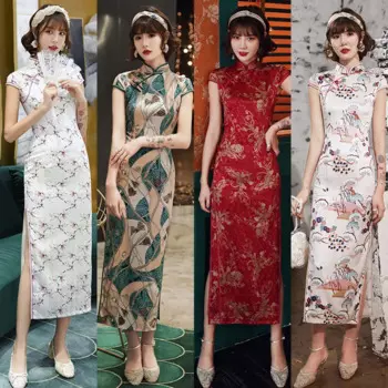 Длинное Двухслойное Повседневное платье чонсам