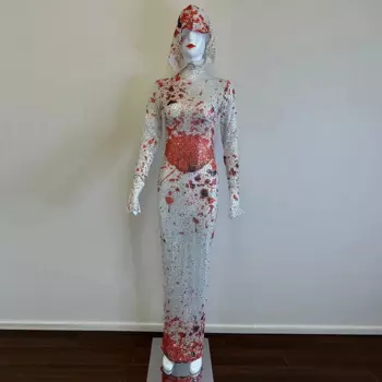 Длинное платье для взрослых с граффити, джаз, танцевальная одежда для выступлений, одежда для ночного клуба, бара, диджея, Женская Клубная одежда для фестиваля, яркий костюм 1386