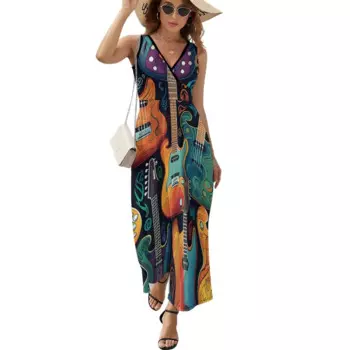 Длинное платье с V-образным вырезом, на заказ