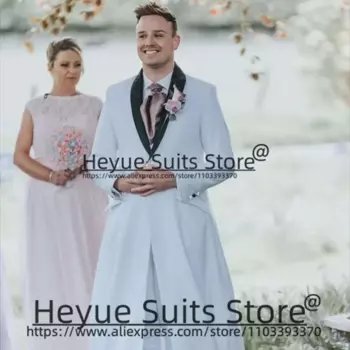 Длинные мужские костюмы для жениха белого цвета, облегающие черные костюмы с отложным воротником и шалью, официальные костюмы для выпускного вечера, костюмы из 2 предметов, мужские костюмы с блейзером под заказ