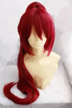 Длинный красный для косплея Puella Magi Madoka Magica Kyoko Sakura, парик с зажимом для хвоста