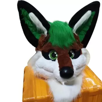Длинный мех Husky костюм-талисман в форме головы, собака, лиса, талисман, голова вечерние, Хэллоуин, искусственный мех