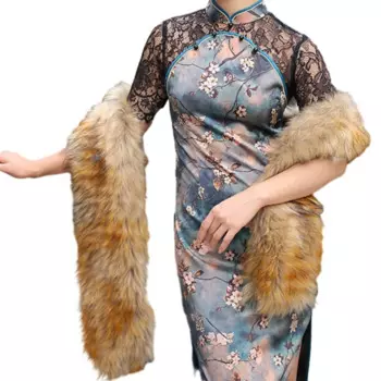 Длинный шарф ImitationFoxFur, женский мягкий утепленный шарф на шею, теплая шаль для спорта на открытом воздухе