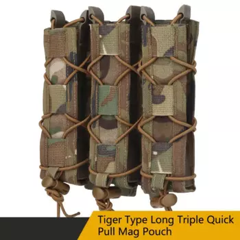 Длинный тройной подсумок для магазинов Quick Pull типа Tiger, широко применимый, тактическое снаряжение, оснащенный серией MOLLE или PLAS