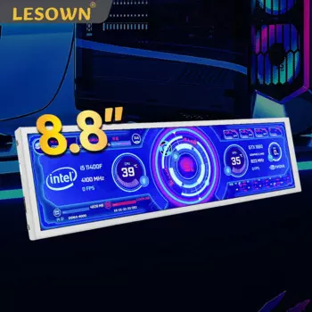 Длинный ЖК-монитор LESOWN 8,8 дюйма, 1920x48 0 IPS HDMI мини-полоса, сенсорный экран, ПК Дисплей для графического процессора, мониторинг температуры