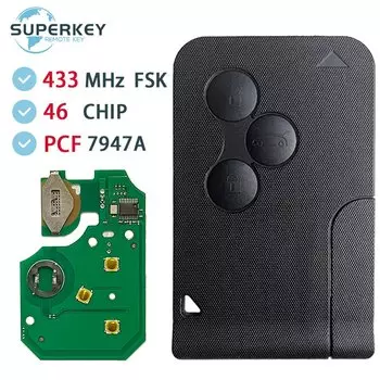 Для 2003 2004 2005 2006 2007 2008 Renault Megane II Scenic II Grand PCF7947A 433 МГц 46 чип удаленная карта ключ