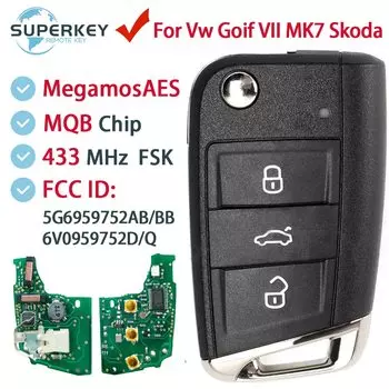 Для 2012-2015 VW Golf Mk7 Polo Tiguan Skoda Octavia Leon Megamos AES MQB чип дистанционный Автомобильный ключ 5G6959752AB BB 6V0959752D