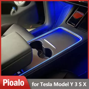 Для 2018-2023 Tesla Model3 Y Центральная панель управления приборной панели автомобильная лампа атмосферы 4 шт. ножная лампа 64 цвета оптоволоконное волокно