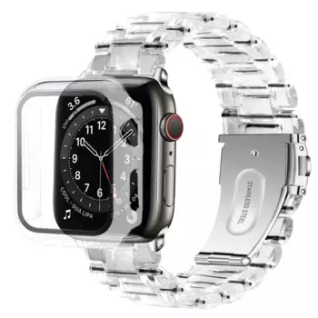 Для apple watch 6 band + чехол series 5 4 se 44 мм 40 мм прозрачный ремешок + закаленное стекло Защита экрана чехол для iwatch 3 42 мм