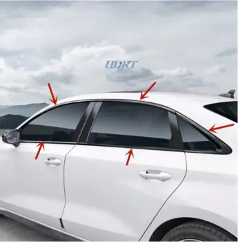 Для Audi A3 8Y 2021 2020 седан/хэтчбек, 10 шт., обшивка боковых окон автомобиля, жалюзи, обшивка, отделка автомобиля, внешний материал из нержавеющей стали