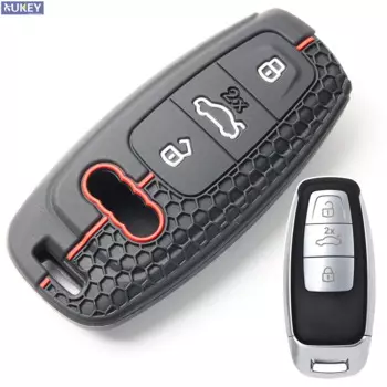 Для Audi A3 A6 A7 Q8 Q7 S7 S6 RS6 RS7 SQ7 SQ8 2021 2022 Пульт дистанционного управления Силиконовый 3-кнопочный брелок-цепочка Кольцо Чехол Держатель Защитный чехол