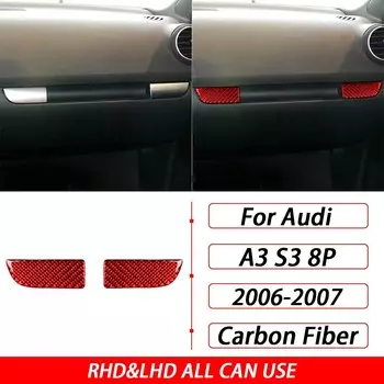 Для Audi A3 S3 8P 2006 2007, автомобильные аксессуары, панель бардачка второго пилота из углеродного волокна, декоративная крышка, внутренняя наклейка, модификация