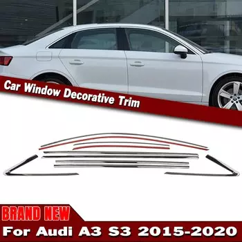 Для Audi A3 S3 седан 4-дверный 2015-2020 внешняя накладка на окно титановый черный уплотнительный ремень декоративная накладка для стайлинга