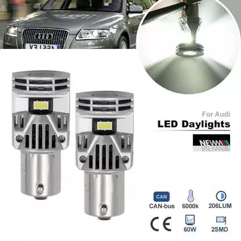 Для Audi A6 C7 4FH 4F5 4F2 2007 08 09 10 11 P21W BA15S 1156 Светодиодные лампы дневного света Canbus декодирование DRL Автомобильные фары