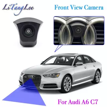 Для Audi A6 C7 4G 2011 ~ 2018 Автомобильный логотип Камера переднего вида ночного видения HD Водонепроницаемая широкоугольная камера слепых зон Парковка