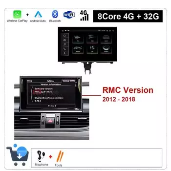 Для Audi A6 C7 A7 2012-2018 беспроводной CarPlay Android 14 Автомобильный мультимедийный Стерео GPS Навигатор Радио плеер Bluetooth 9 дюймов сенсорный экран