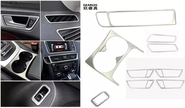 Для Audi Q5 8R 2009-2017 Автомобильная Центральная панель управления водяной чашкой дверная ручка багажник рамка для воздуховыпускного отверстия отделка крышка стикер аксессуары