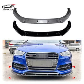 Для Audi S3 8V 2013 2014 2015 2016 автомобильный передний бампер, спойлер, глянцевый черный углеродное волокно, внешний вид автомобиля, модификация