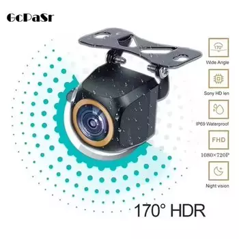 Для автомобильной камеры заднего вида AHD 1920x1080P 200 ° Fisheye Golden Lens Full HDR ночного видения Задняя передняя камера заднего вида автомобиля