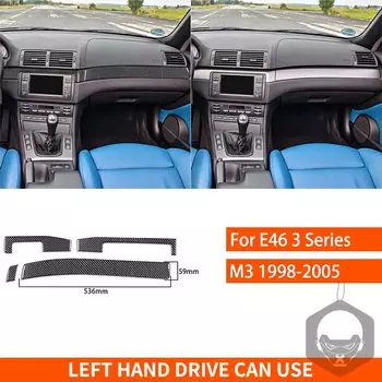 Для BMW 3 серии E46 M3 1998-2006 набор полос для отделки приборной панели настоящие наклейки из углеродного волокна отделочная Накладка аксессуары для салона автомобиля