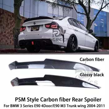 Для BMW 3 серии E90 4 двери/E90 M3 PSM стиль углеродное волокно задний спойлер крыло багажника 2004-2011 углеродное волокно глянцевый черный