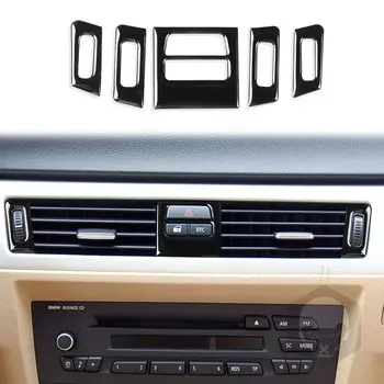 Для BMW 3 серии E90 E92 E93 2005-2012 автомобильные аксессуары интерьер кондиционера розетка переменного тока наклейка на панель глянцевый черный пластик