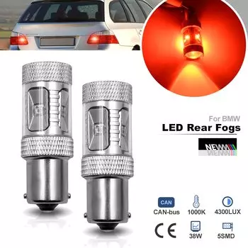 Для BMW 5 серии E60 2003-2010 E61 Touring 2004 BA15S 1156 P21W Красные светодиодные задние противотуманные фары Canbus Bimmer Резервная лампа дальнего света