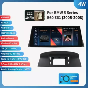 Для BMW 5 серии E60 E61 E63 E64 (2005-2008) CCC с поддержкой умных автомобильных систем Wireless Carplay Android Auto RDS BT WIFI GPS 4G