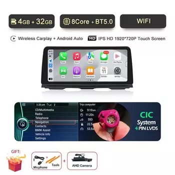 Для BMW 5 серии F10 F11 520i 2011-2016 12,3 "Android 14 CIC NBT Автомобильный радиоприемник с GPS-навигацией Carplay-плеер BT WIFI 4G LTE без DVD