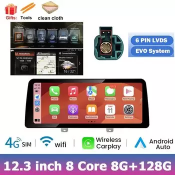 Для BMW 5 серии G30 G31 G32 G38 2018-2019 Система EVO CarPlay Android Авто Автомобильный плеер Мультимедиа WIFI 4G GPS-навигация Авто BT