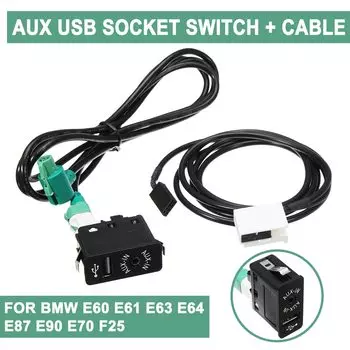Для BMW E60 E61 E63 E64 E87 E90 E70 F25 для Phantom автомобиля AUX USB розетка переключатель + AUX USB зарядный кабель USB Кабель-адаптер звуковая проводка провода