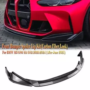 Для BMW G80 M3 G82 G83 M4 2021 2022 2023-2025 Спойлер на передний бампер с эффектом углеродного волокна/глянцевый черный нижний сплиттер для защиты губ
