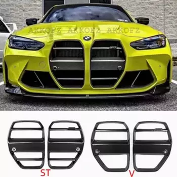 Для BMW M3 M4 G80 G82 G83 2021-2023 CLS/V/ST стиль сухая решетка переднего бампера из углеродного волокна воздухозаборник гоночные решетки