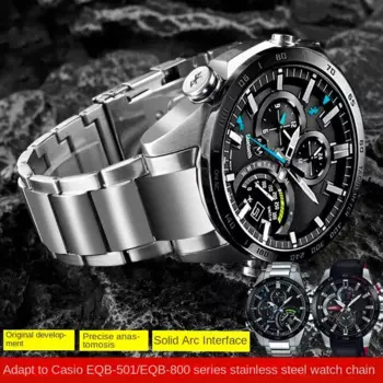 Для Casio металлическая стальная полоса EQB-500/EQB-501/EQB-800 EQB-800BL сплошной изогнутый ремешок для часов 22 мм мужской ремешок для часов аксессуары
