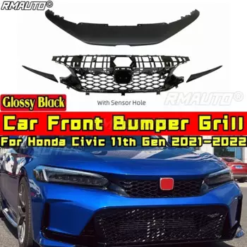 Для Civic Body Kit, решетка переднего бампера, глянцевая черная решетка в стиле TR, решетка для Honda Civic 11-го поколения 2021-2022, автомобильные аксессуары