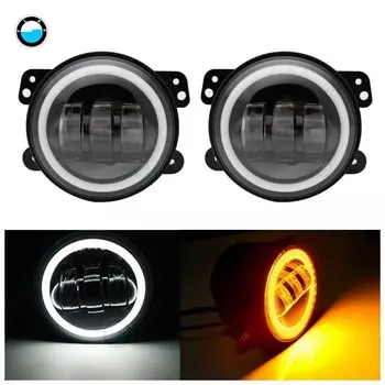 Для Dodge hummer H1 H2 30 Вт 4-дюймовый круглый светодиодный противотуманный фонарь белый ореол кольцо ангельские глазки для Jeep Wrangler JK LJ TJ.