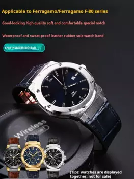 Для Ferragamo Three Eyes F80 мужской ремешок для часов F80 из воловьей кожи F-80 резиновый ремешок для часов браслет металлическая складная пряжка