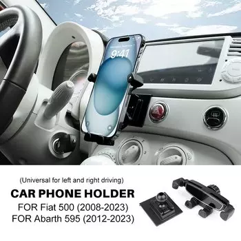 Для Fiat 500 08-23 Abarth 595 2012 2013 2014 2015 2016 2017 2018 2019 2020 2021 2022 2023 Автомобильный гравитационный держатель для телефона Аксессуары