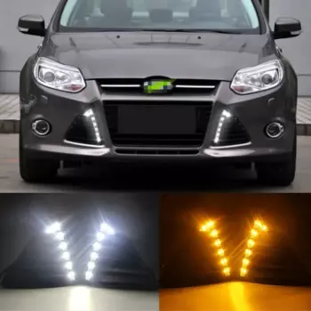 Для Ford Focus 3 MK3 2012 ~ 2015 дневные ходовые огни для Focus DRL светодиодные противотуманные фары с желтыми функциями поворотного сигнала