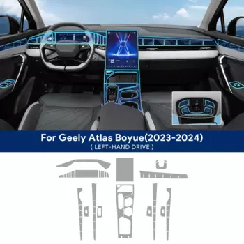 Для Geely Atlas Boyue 2023 2024 внутренняя пленка TPU наклейка центральная консоль шестерня навигатор дверные аксессуары прозрачная защитная