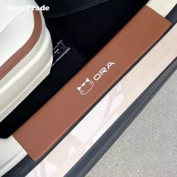 Для GWM ORA Good Cat Funky Cat 2021-2024 накладки на пороги автомобиля кожаные пороговые полоски защитные наклейки