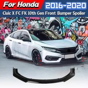 Для Honda Civic X FC FK 10-го поколения 2016 2017 2018 2019 2020 передний бампер, спойлер, сплиттер, украшение для тела, комплект модификации